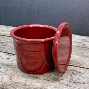 Longaberger Pottery•NWOB•Paprika•Woven Traditions•1-Pint Salt Crock•Lid~Coaster